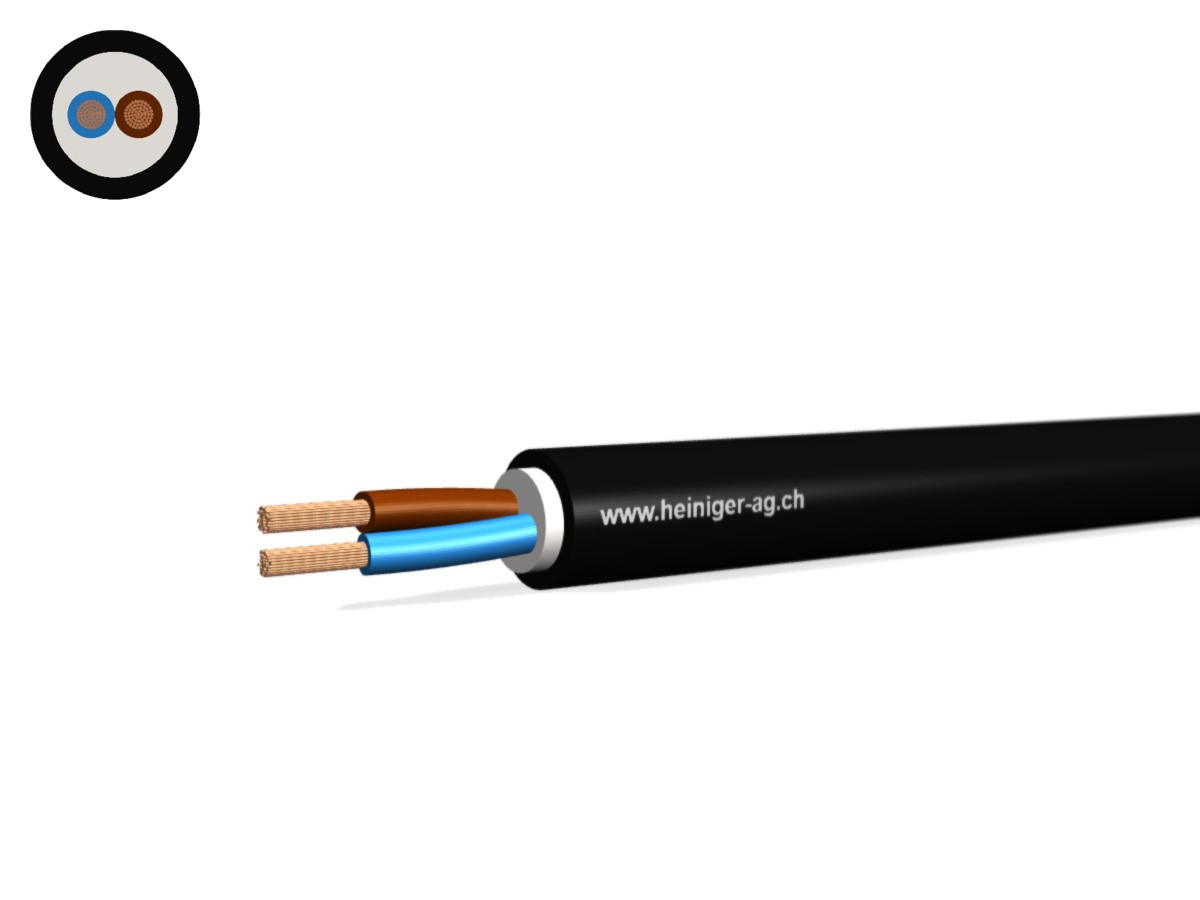 Câble d'appareils Tdlr Eca 2x0.75 LN nr - RAL9005 H03VV-F 300/300V HD 308 S2