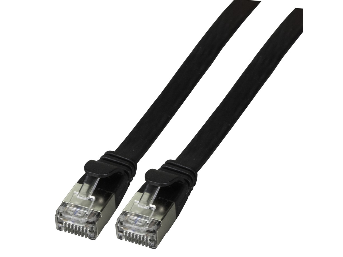 Slimpatchkabel Kat.6A U/FTP 3.0m - PVC, paargeschirmt, ultraflach, schwarz