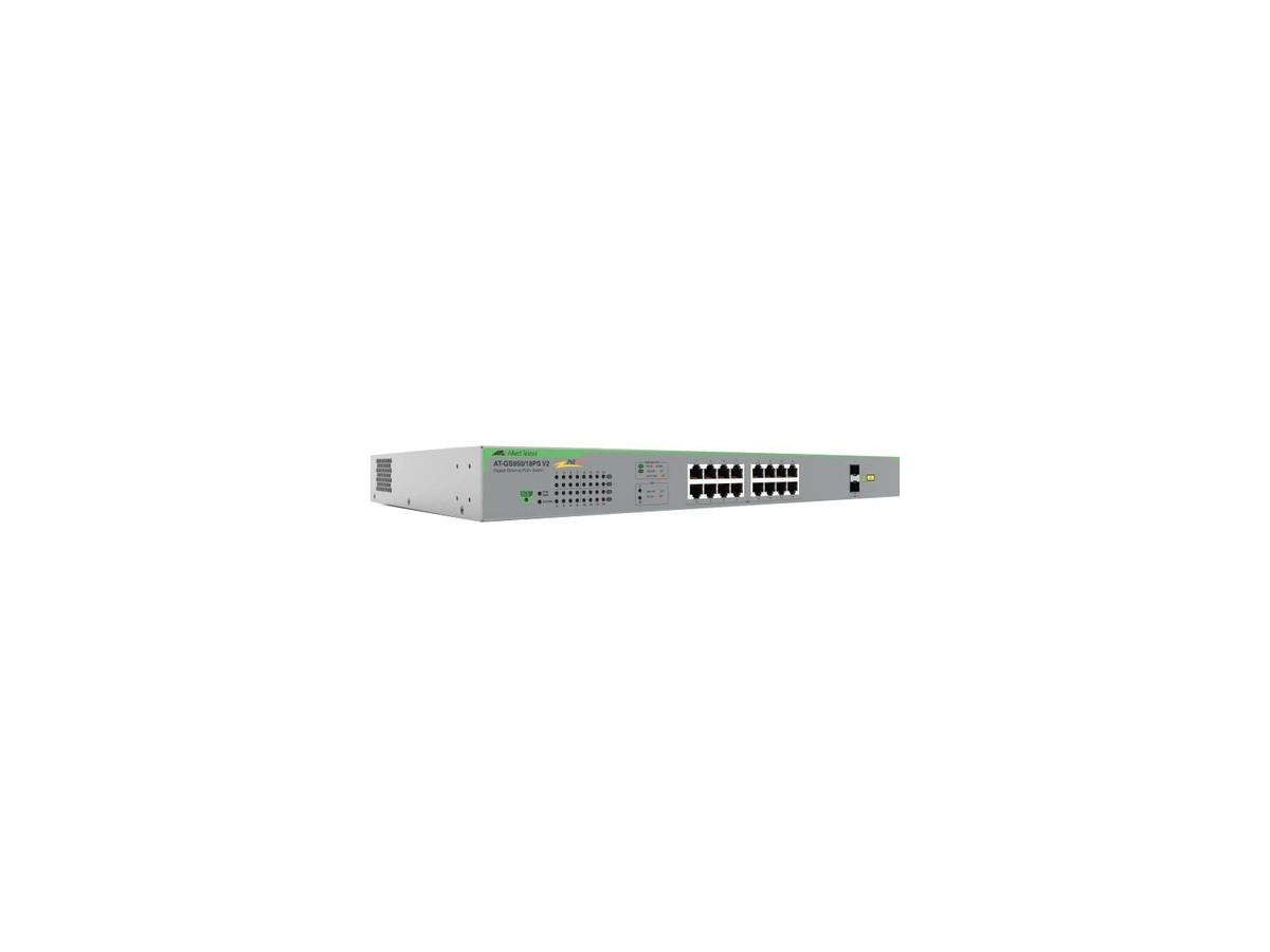 AT-GS950/18PS, 10x10/100/1000T, PoE+ - + 2xSFP-Combo, Switch L2, Web-managed