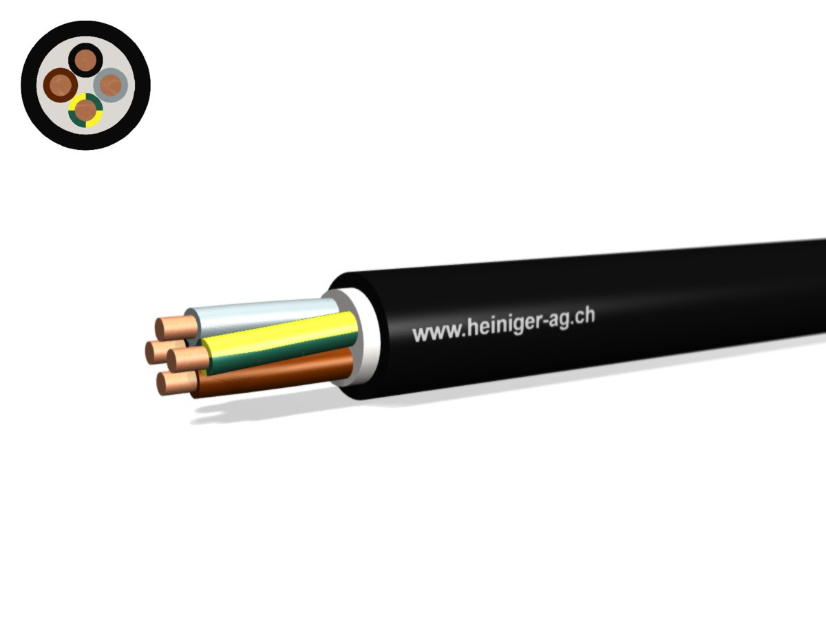 Erdkabel NYY-J Eca 4x6 sw - 0.6/1kV