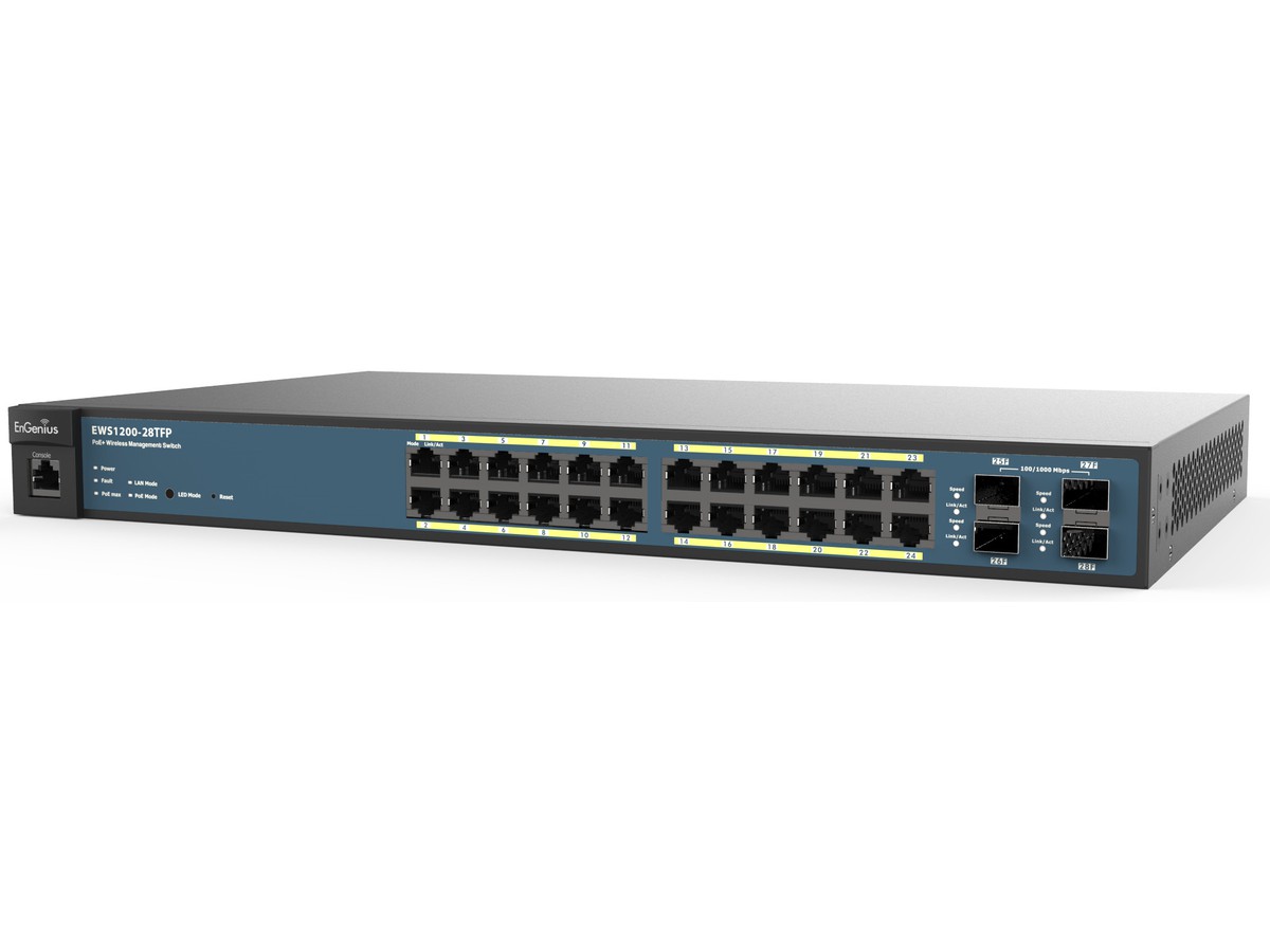 EnGenius EWS1200-28TFP, 50 AP Contrôleur - Switch, PoE+, 24x1000T, 4x SFP, 410W