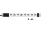 H-LINE Steckdosenleiste 19" 8xT13 oF - ohne Netzfilter, Kabel 3m, weiss