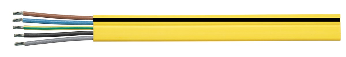 Flachkabel B2ca hal-frei 16A 5x2.50 LNPE - ge m. sw Streifen 0.6/1kV HD 308 S2