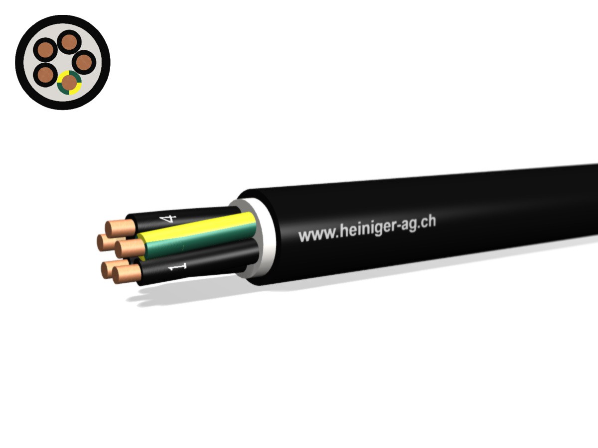 Erdkabel NYY-J Eca 5x10 sw - 0.6/1kV