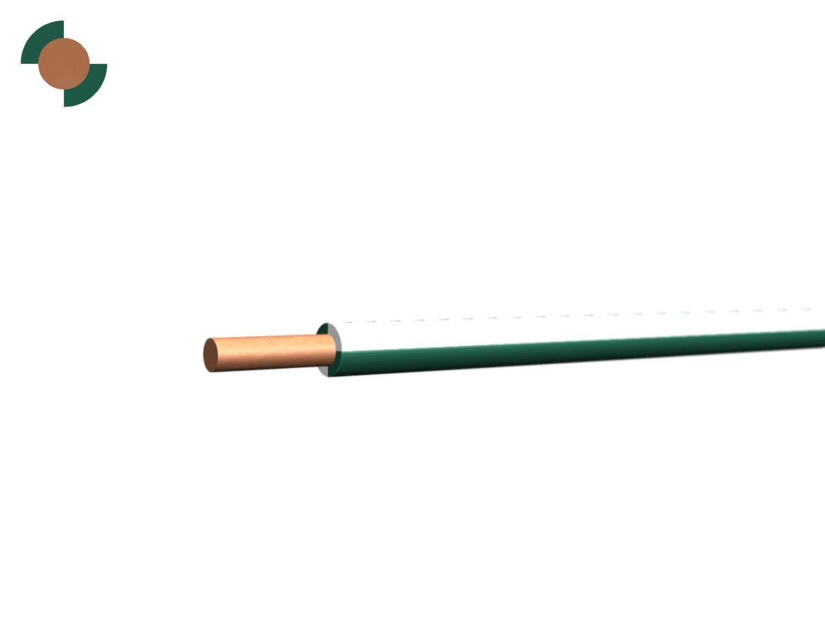 Fil de sonnerie Eca 0.8 blanc-vert - RAL9010/6018 300/500V