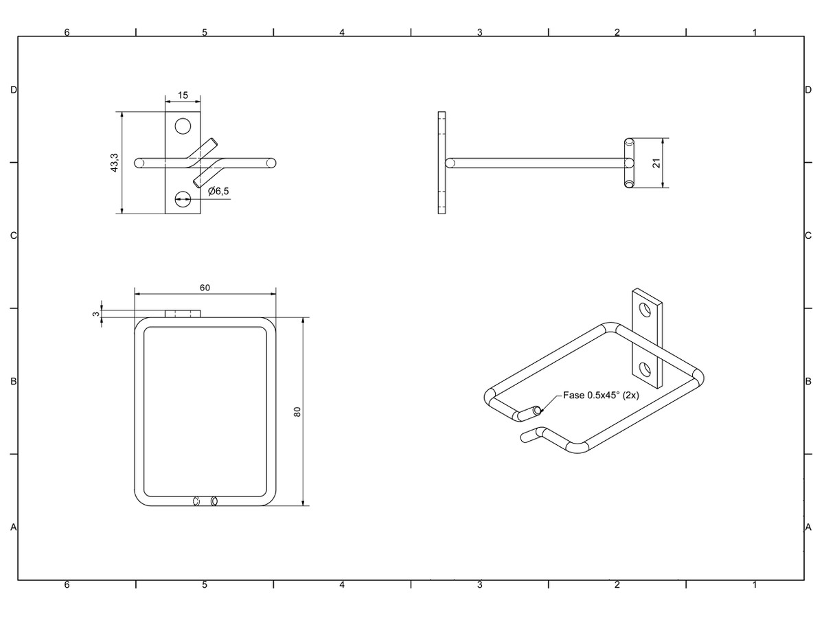 Etrier de rangement pour fixation - au profil 19", RB60x80