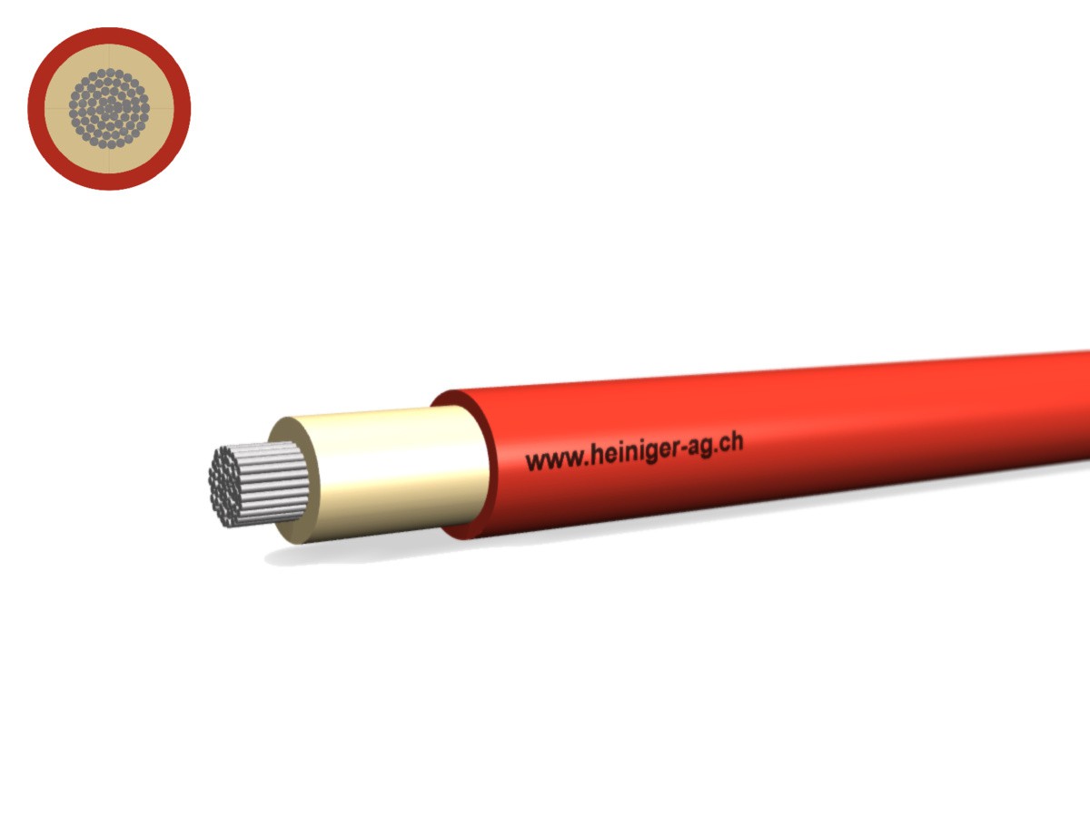 Câble solaire Eca réticulé 1x16 rouge - Résist. aux intempéries et UV H1Z2Z2-K