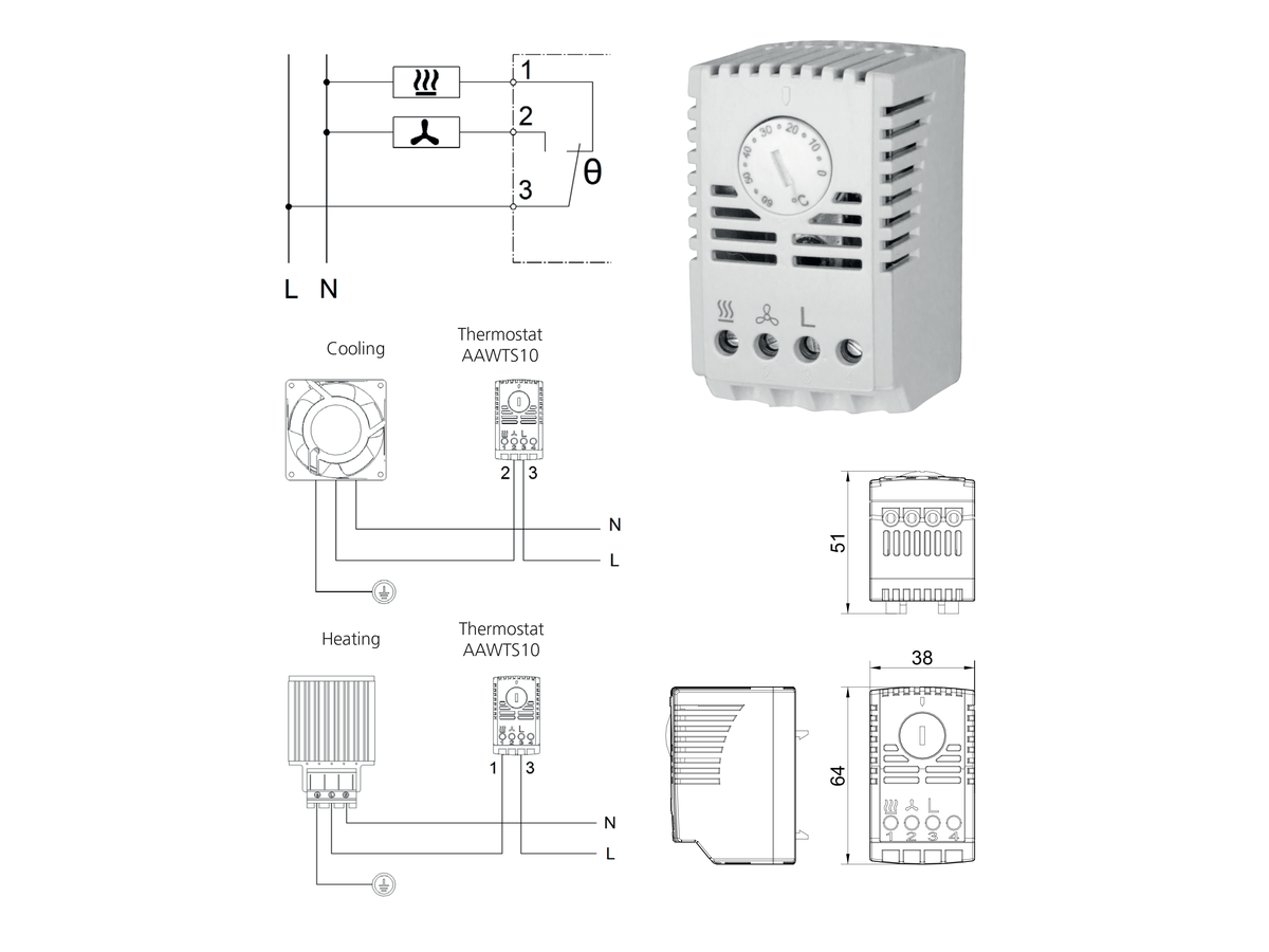 Thermostat (férmeur) - Plage de température: 5-60C