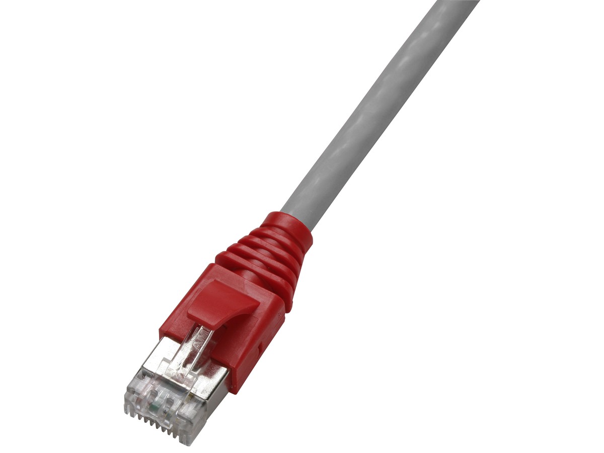 H-LINE Patch 4P S/FTP 1:1 RJ45 7.5m - Kat.6 Kabel grau/KS rot, hal-frei