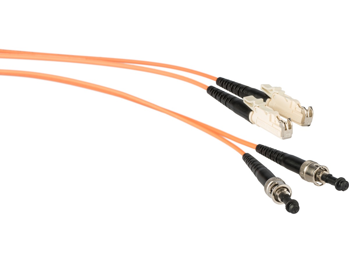 Cordon fibre optique, E2000 - ST - 62.5/125, duplex, fig.8, L= 3.0m