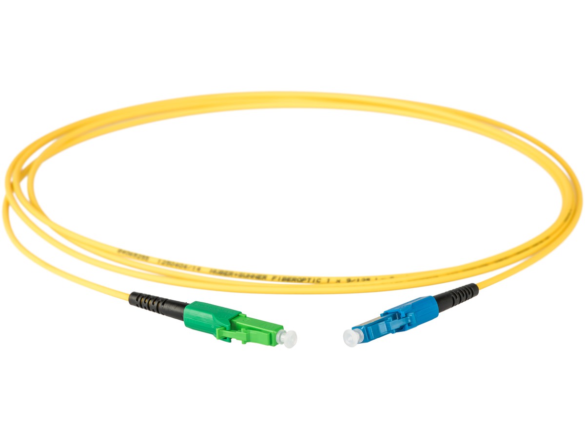 Cordon-FTTH, LC/APC - LC/PC - 9/125 G675A, simplex jaune, L= 1.0m