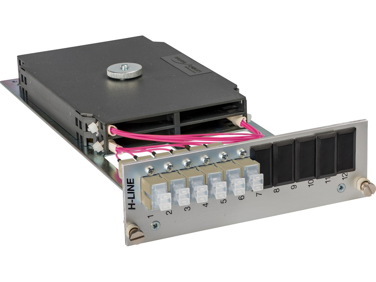 Einschubmodul H-Line zu BGT 3HE/7TE - 12xSC 50/125 OM4 bestückt, spleissfertig