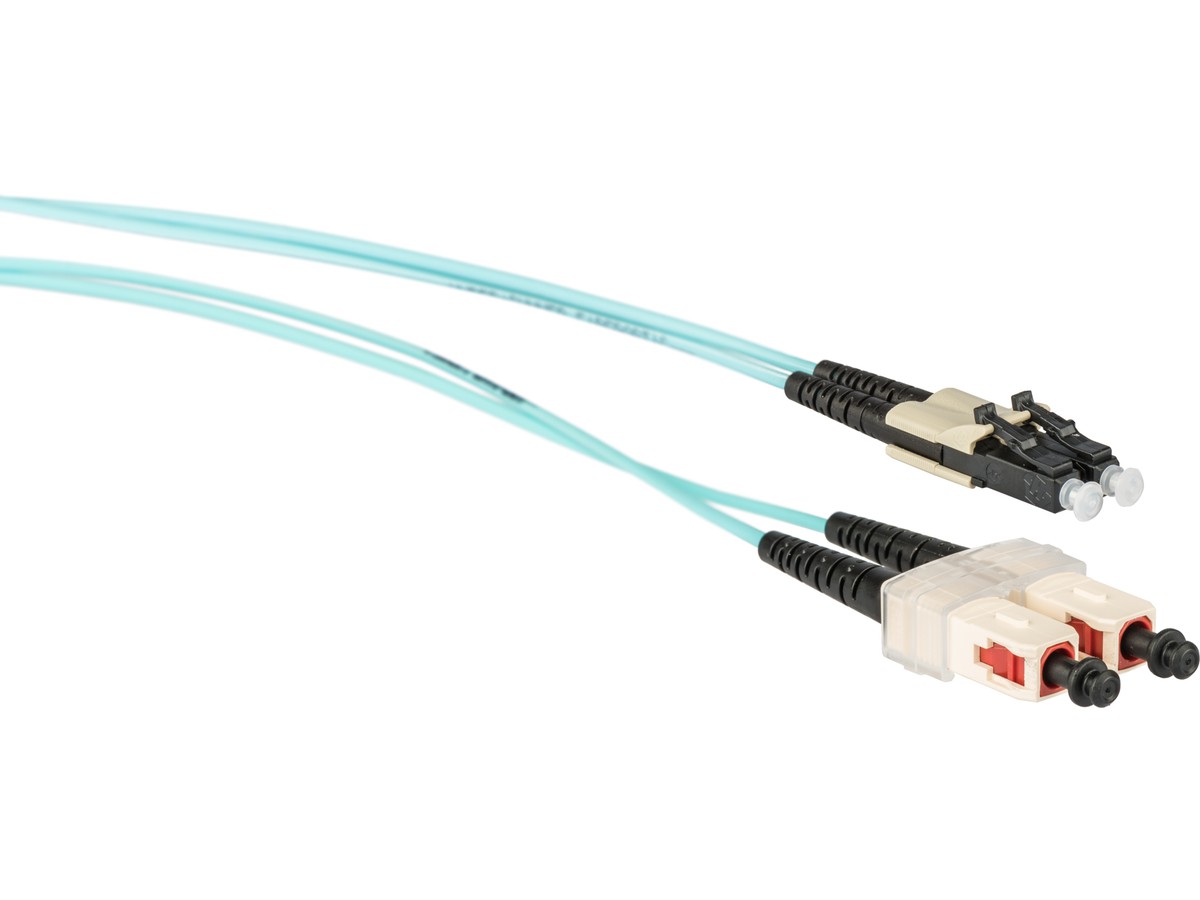 FO-Patchkabel VBS Typ 57, SCd - LCd - 50/125 OM3, Fig.0 türkis, L= 30m