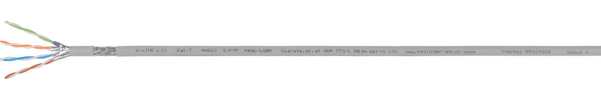 H-LINE L23 Datenkabel S/FTP 4x2x0.56 - FRNC/LSOH 1000MHz Kat.7, grau, Cca