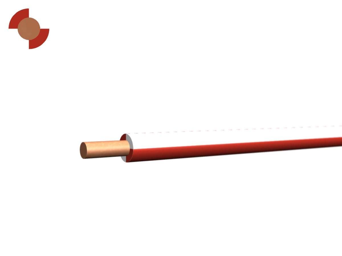 Fil T Eca 1.50 PVC blanc-rouge - 450/750V H07V-U