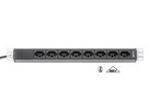 H-LINE Steckdosenleiste 19" 8xT23 oF - ohne Netzfilter, Kabel 3m, schwarz