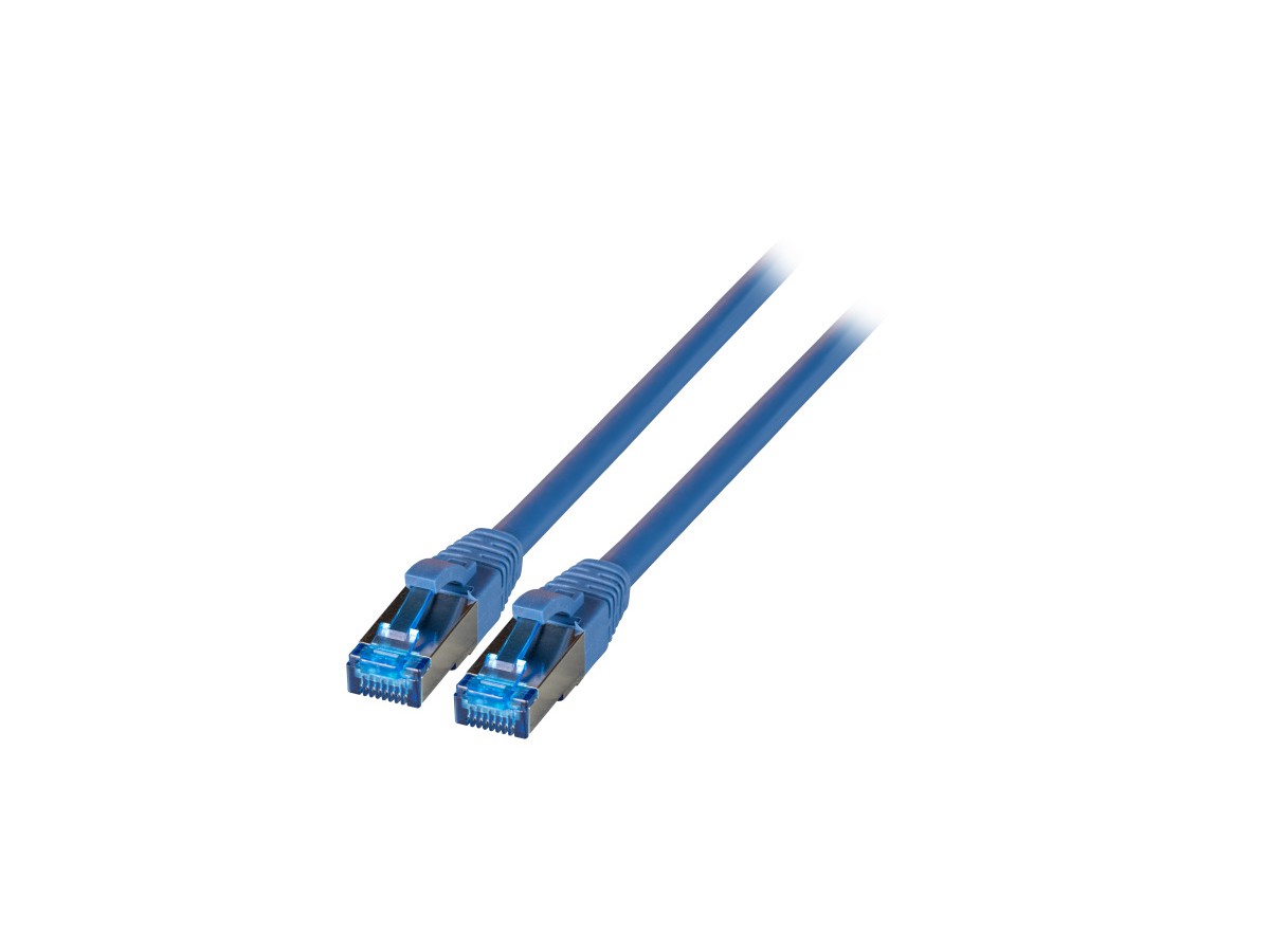 Standard RJ45 Patchkabel S/FTP 7.5m - Kat.6A, Kat.7 Kabel, TPE/LSZH, blau