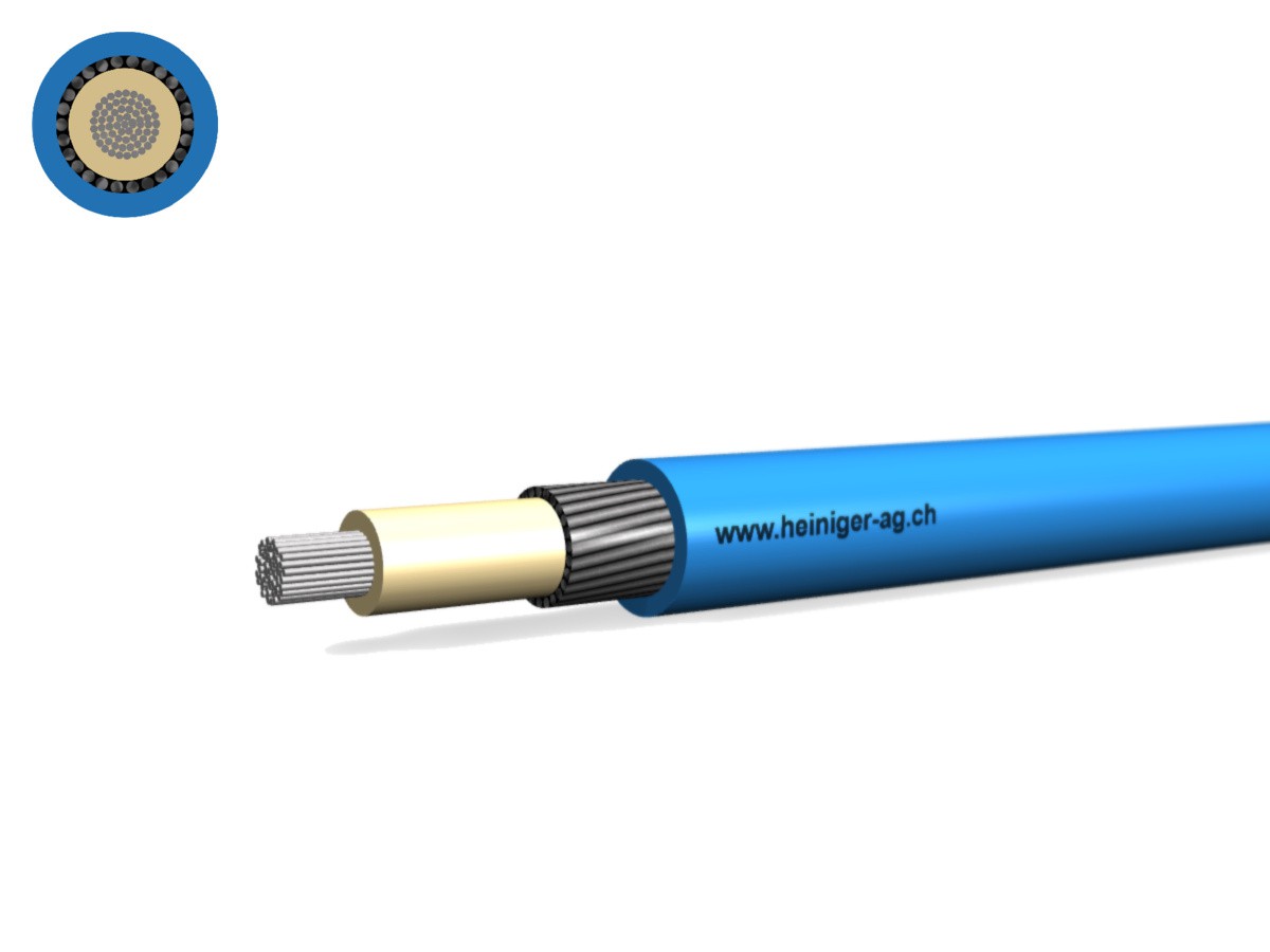 Câble solaire armé réticulé 1x6 bleu - Résistance aux intempéries et UV