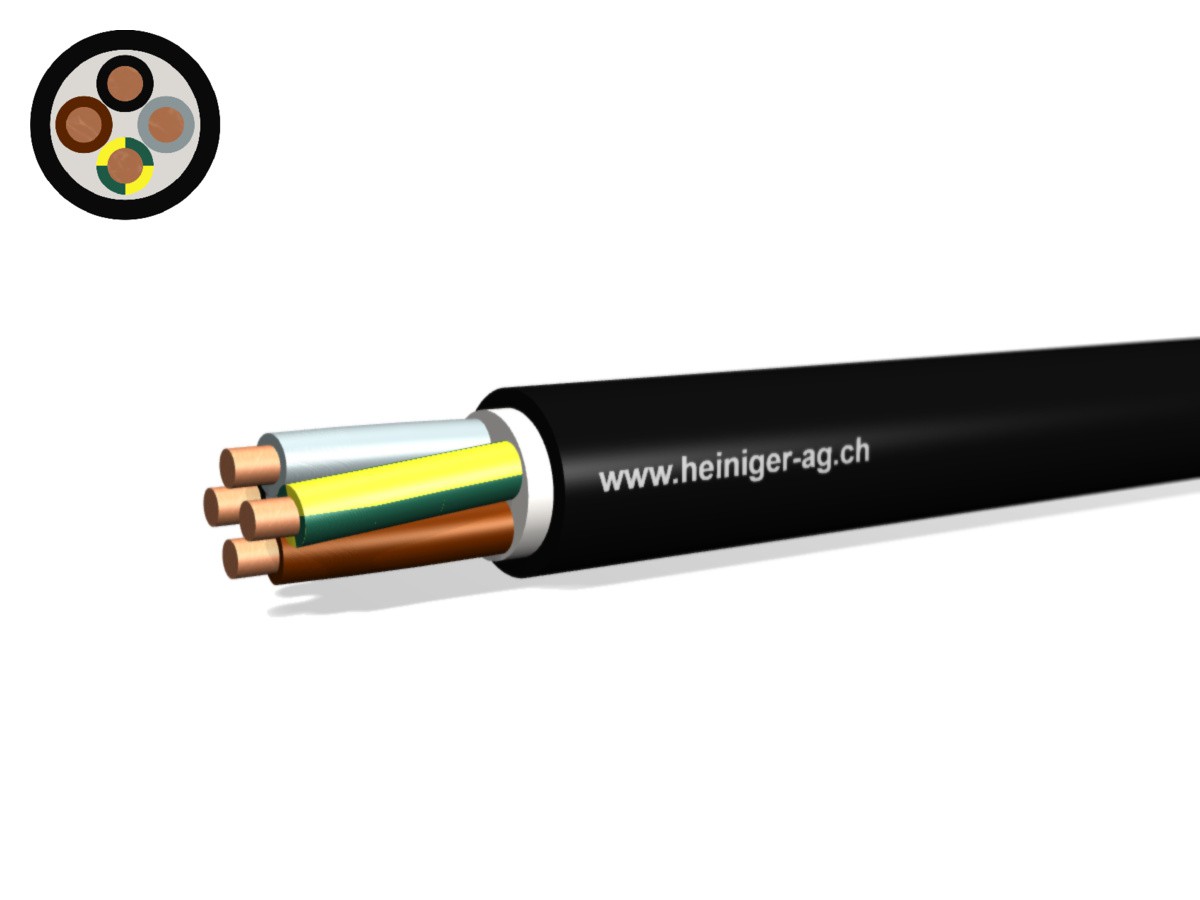 Erdkabel NYY-J Eca 4x10 sw - 0.6/1kV