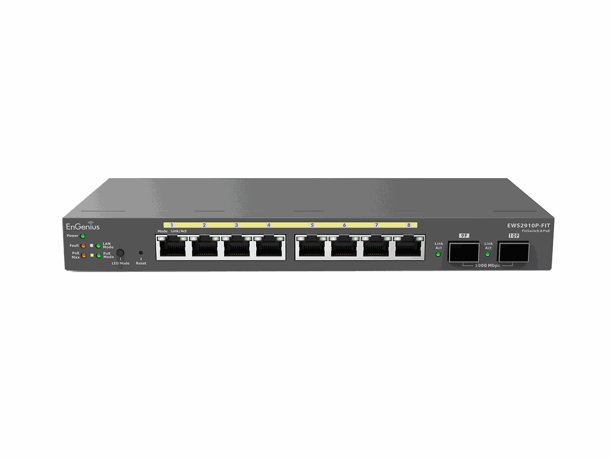 EnGenius EWS2910P-FIT - Switch, PoE+, 8x1000T + 2xSFP, 55W