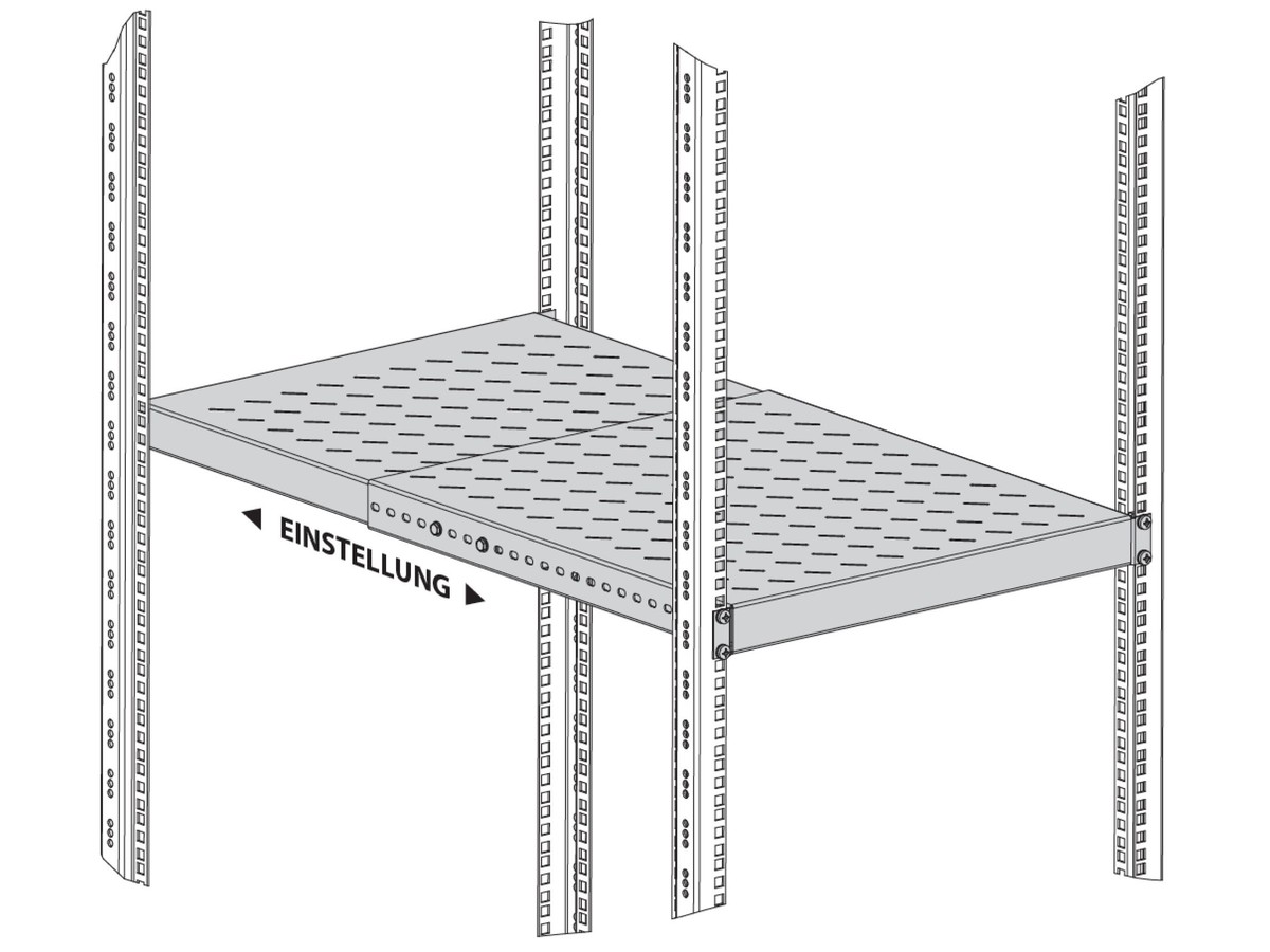H-Rack Tablar 19" avec profondeur - amovible de 500 à 900mm, max. 150kg