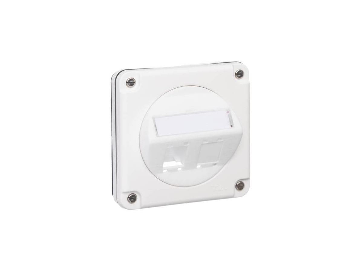 R&M DA-Boîtier Splash encastré IP54 - p. Cat.5/6, 2 port, blanc, 87x87, vide