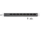 H-LINE Bloc multiprise 19" 8xT13 - sans filtre, câble 3m, noir