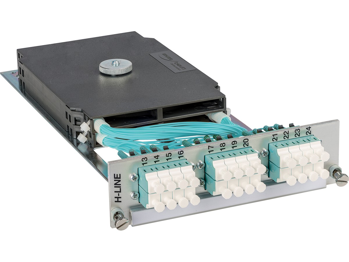 Einschubmodul H-Line zu BGT 3HE/7TE - 4xLC-Quad 50/125 OM3 bestückt, spleissf.