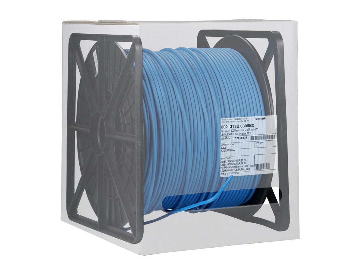 INFRALAN 500 Datenkabel U/UTP 4x2x0.57 - LSFROH, 500MHz, Kat.6A, blau, B2ca