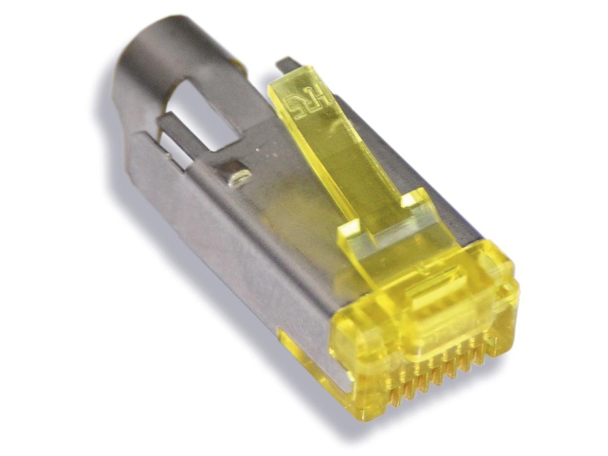 Stecker Hirose RJ45 Kat.6A TM-31 - geschirmt, gelb, inkl. Guide-Plate