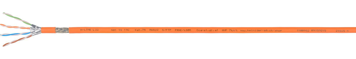 H-LINE L22 câble data S/FTP 4x2x0.62 - FRNC/LSOH 1300MHz, Cat.7A, orange, Cca