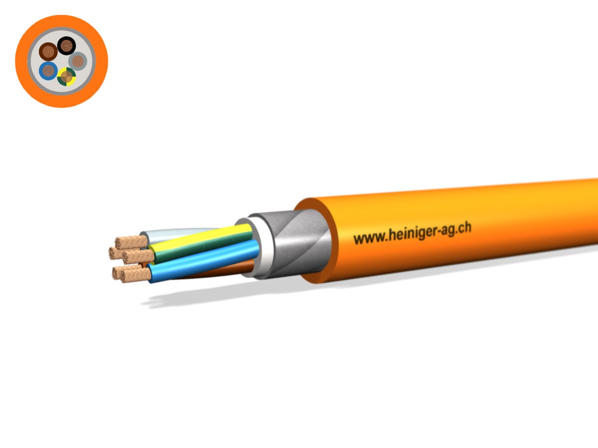 Câble de sécurité FE180 E60 CLN 5x2.50 - LNPE san-hal non propag. de flam. or