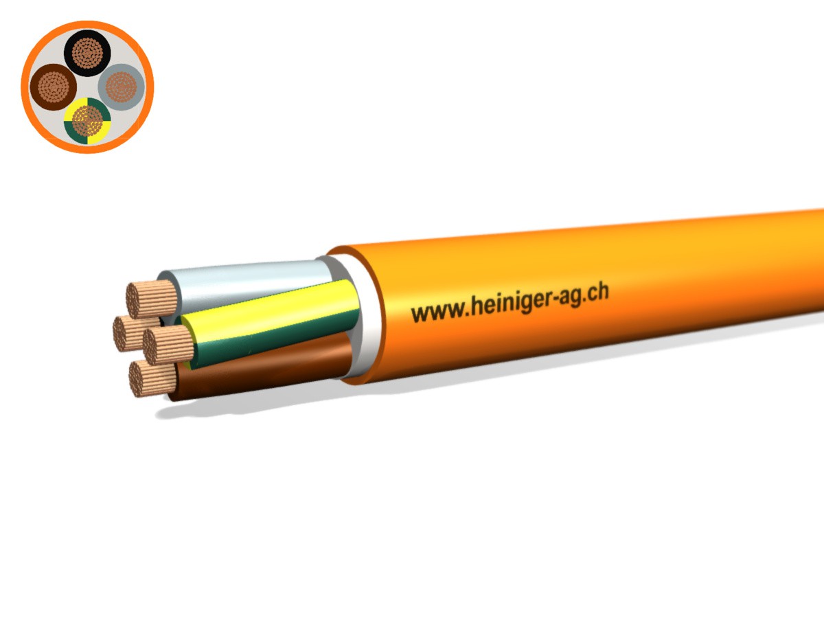 Câble de sécurité FE180 E90 4x50 LPE - PYROFIL san-hal non propag. de flam. or