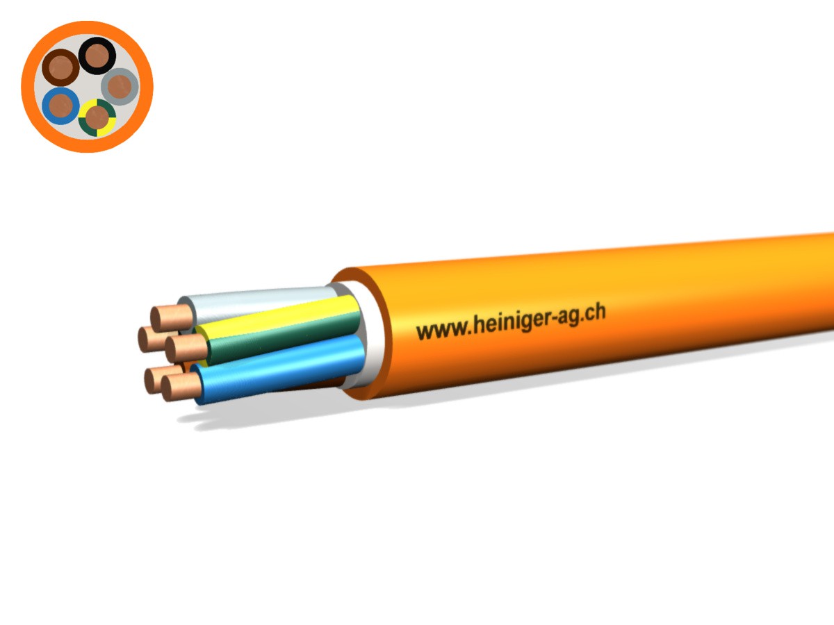 Câble de séc. FE180 E90 B2ca 5x10 LNPE - PYROFIL san-hal non propag. de flamme or