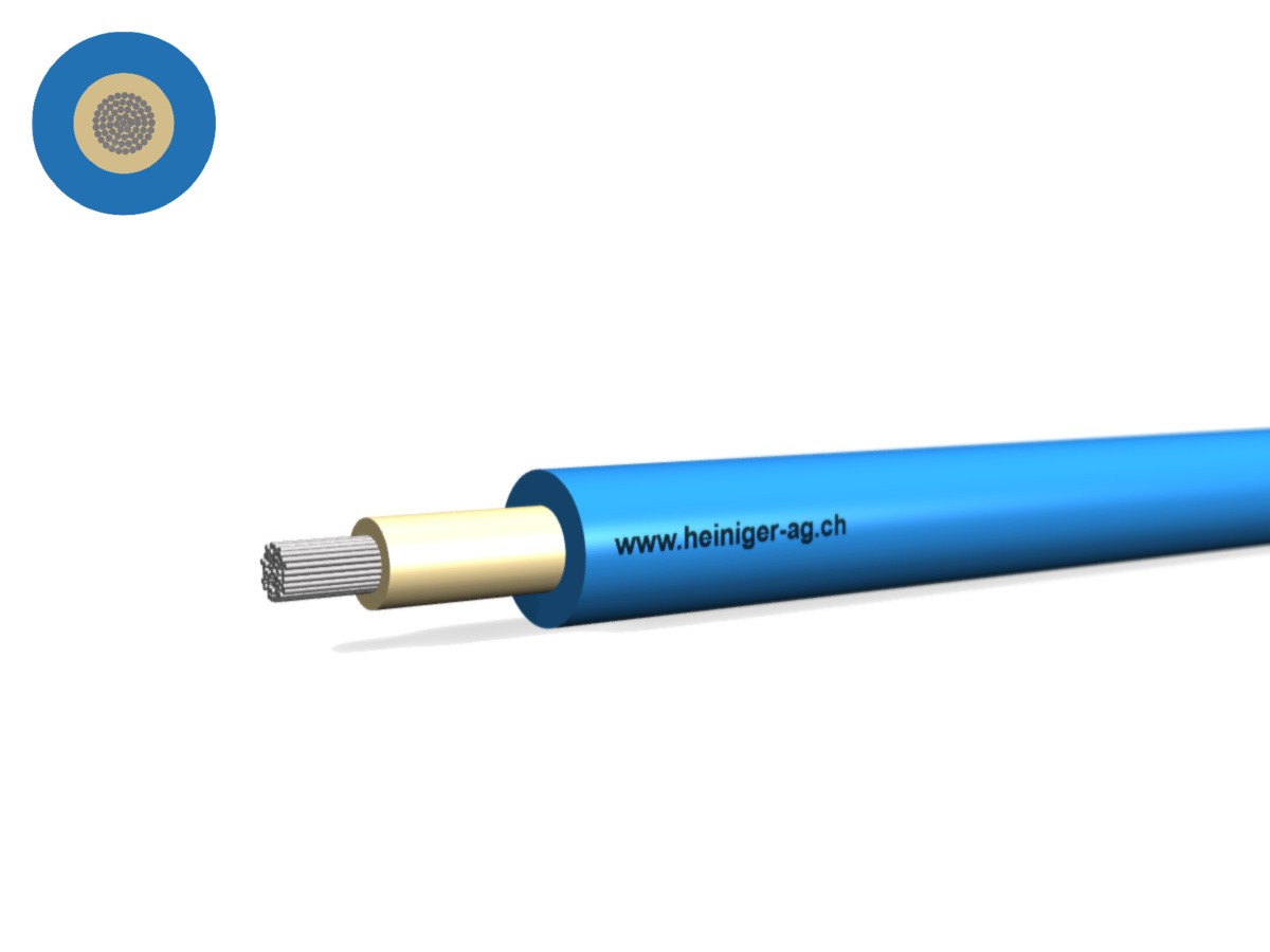 Câble solaire Eca réticulé 1x4 bleu - Résist. aux intempéries et UV H1Z2Z2-K