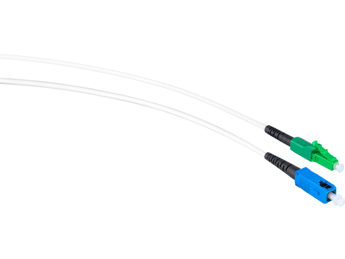 Cordon-FTTH, LC APC - SC PC - 9/125 G657.A2, simplex blanc, L= 30m