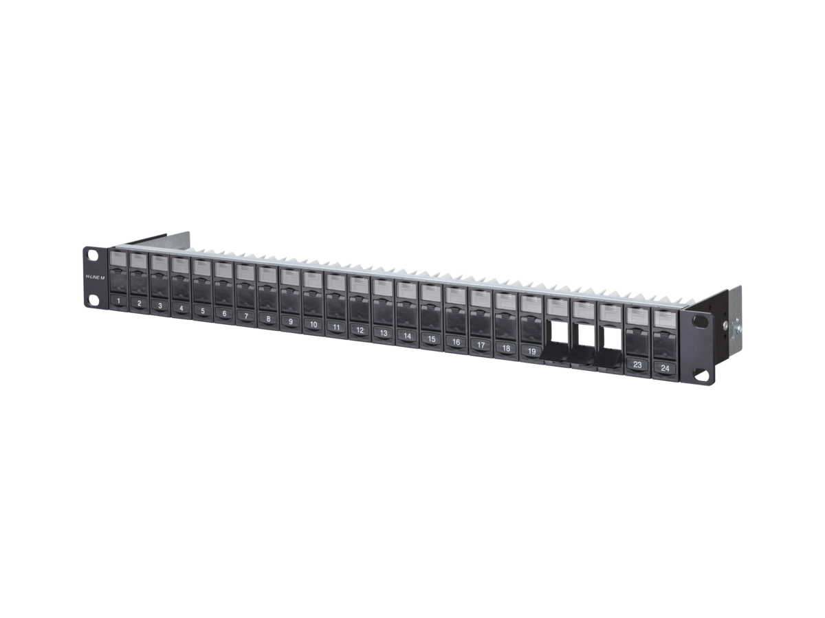 H-LINE M Rangierfeld 19" 1HE 24x STP - leer, schwarz, für Keystone Module