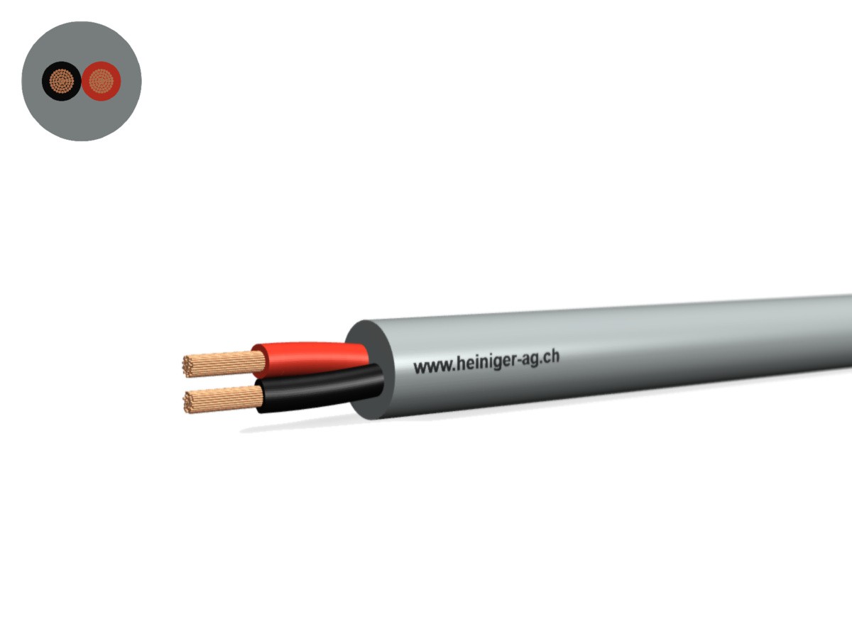 Câble haut-parleur Cca-flex 2x1.00 gr - nr/rg san-hal EN50399