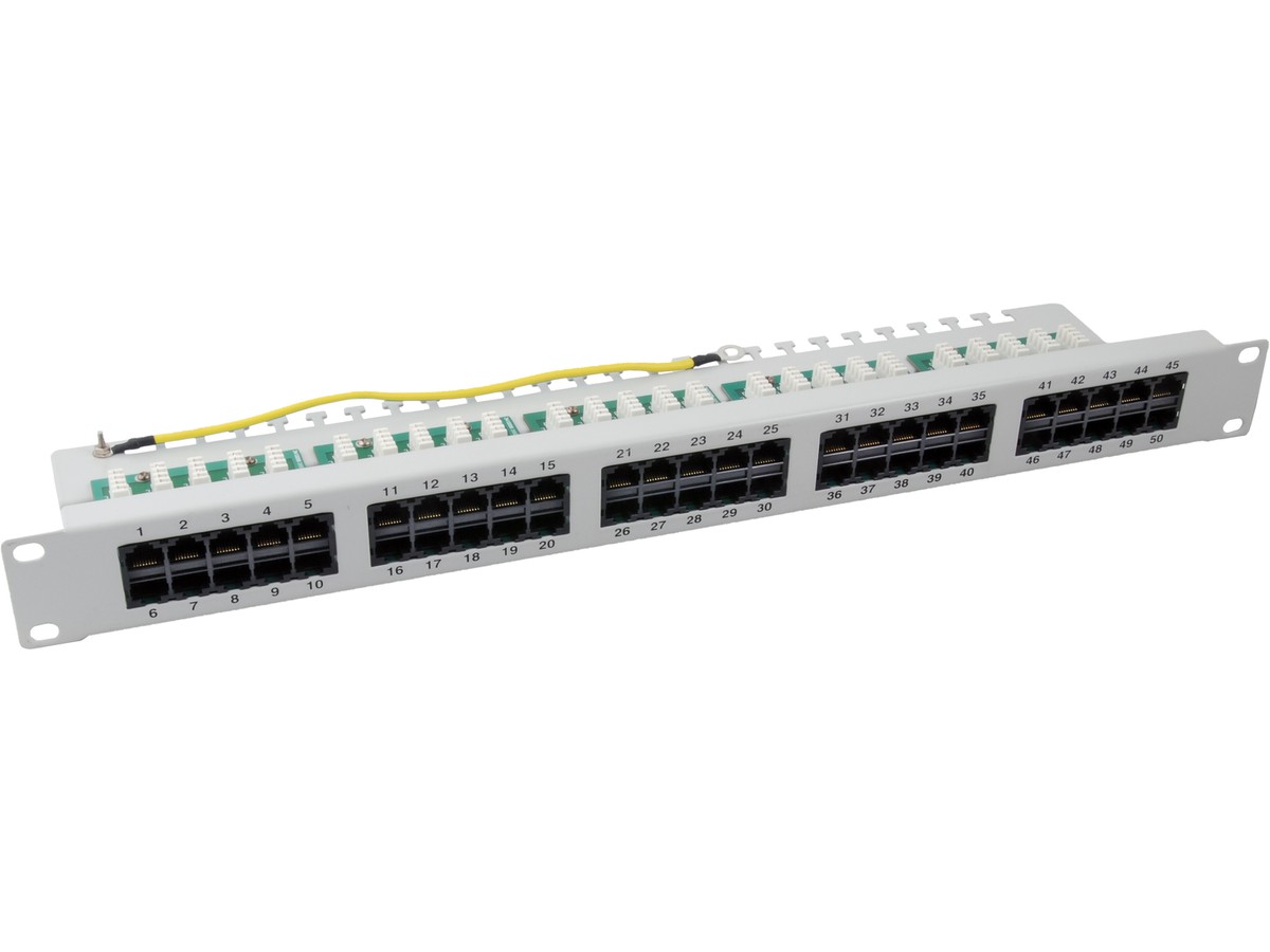 H-LINE 19" Telefonie-Panel 50xRJ45 - ungeschirmt, 1HE LSA+, 2P, RAL7032