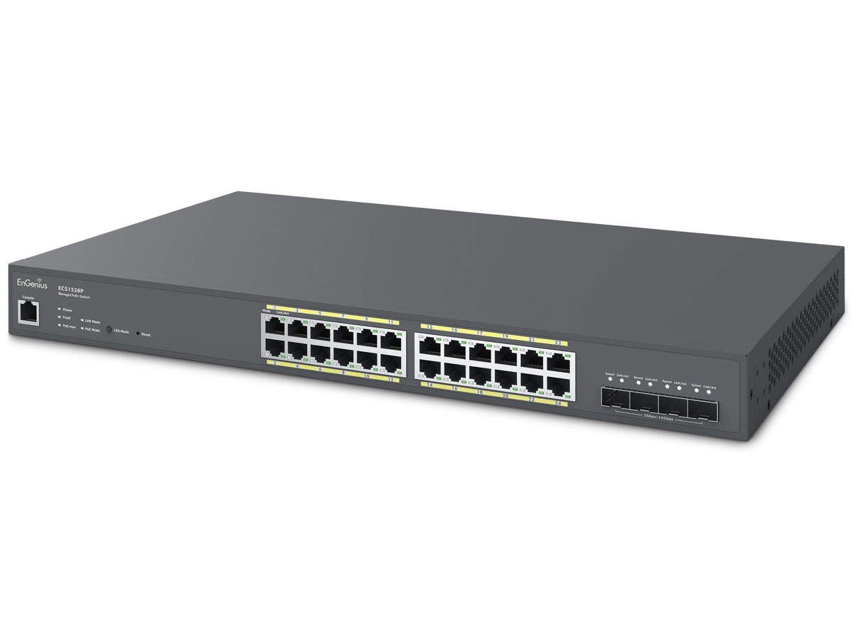 EnGenius ECS1528P, Cloud Managed Switch - PoE+, 24x1000T, 4xSFP+, 240W