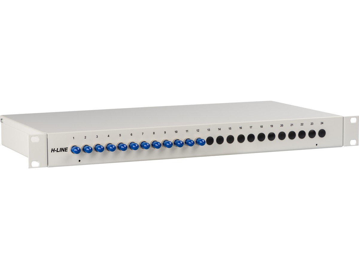Tête de câble 20xST singlemode pour - câbles conf., 1UH, RAL7035, H-Line