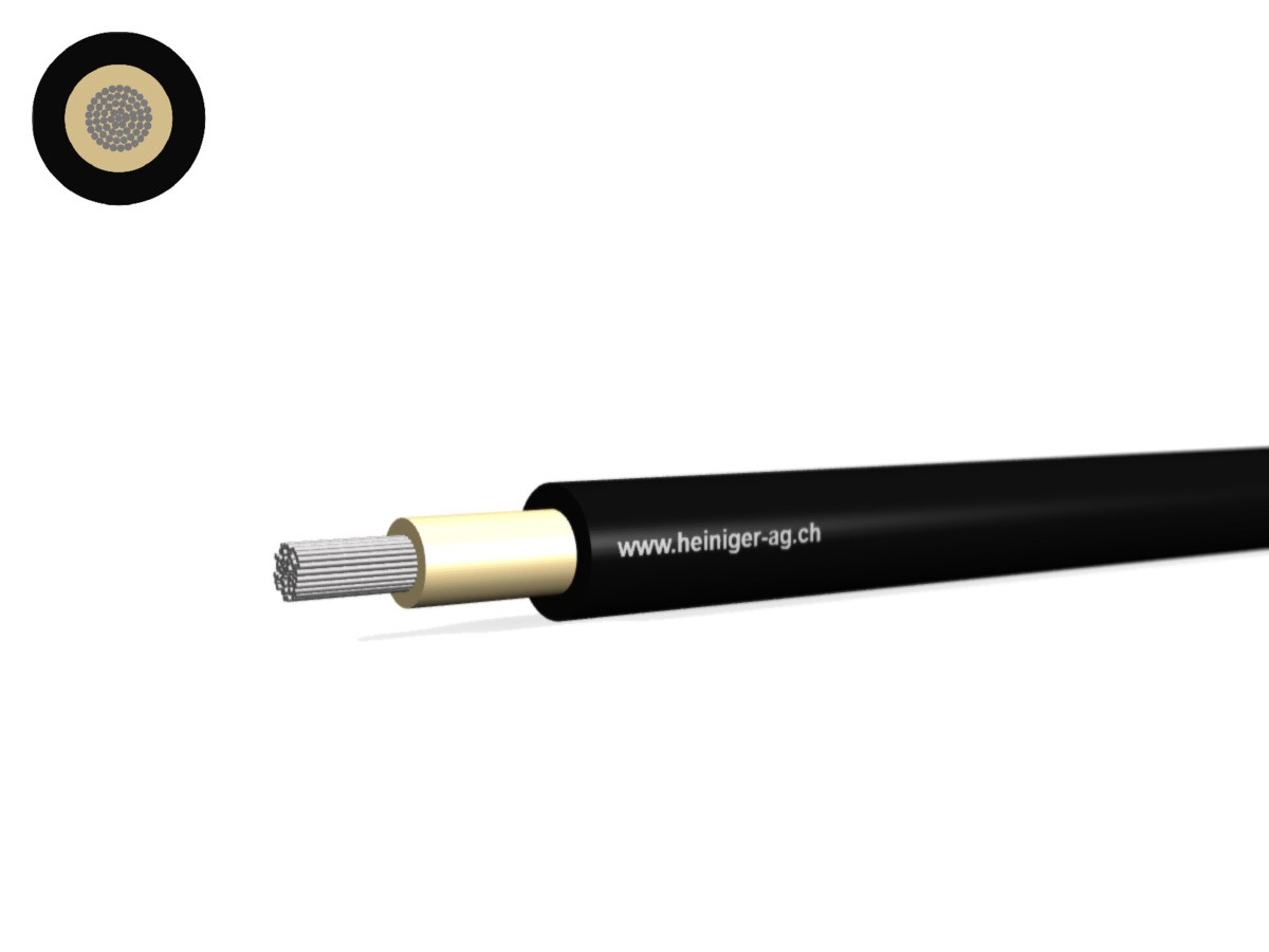 Câble solaire réticulé 1x2.50 noir - Résistance aux intempéries et UV