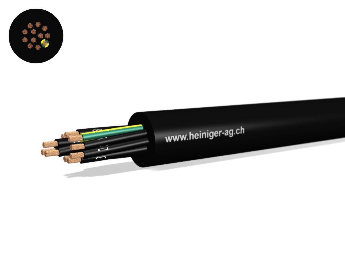 Gdv câble de raccord. Eca 12G2.50 LPE nr - RAL9005 H07RN-F 450/750V renforcé,AD8