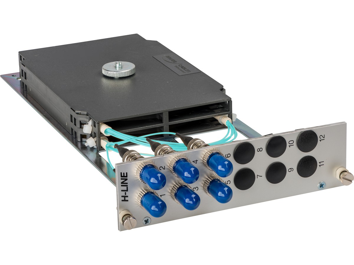Einschubmodul H-LINE zu BGT 3HE/8TE - 12xST 50/125 OM3 bestückt, spleissfertig