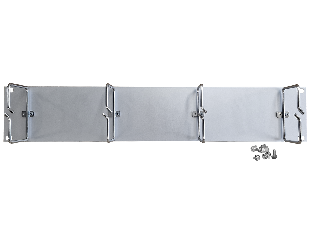 Panneau de rangement 19" 2UH Alu eloxé - 4 guides chromés, 86x66mm