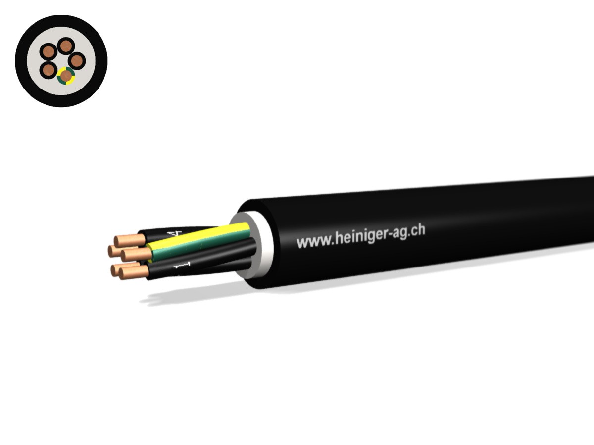 Erdkabel NYY-J Eca 5x2.50 sw - 0.6/1kV