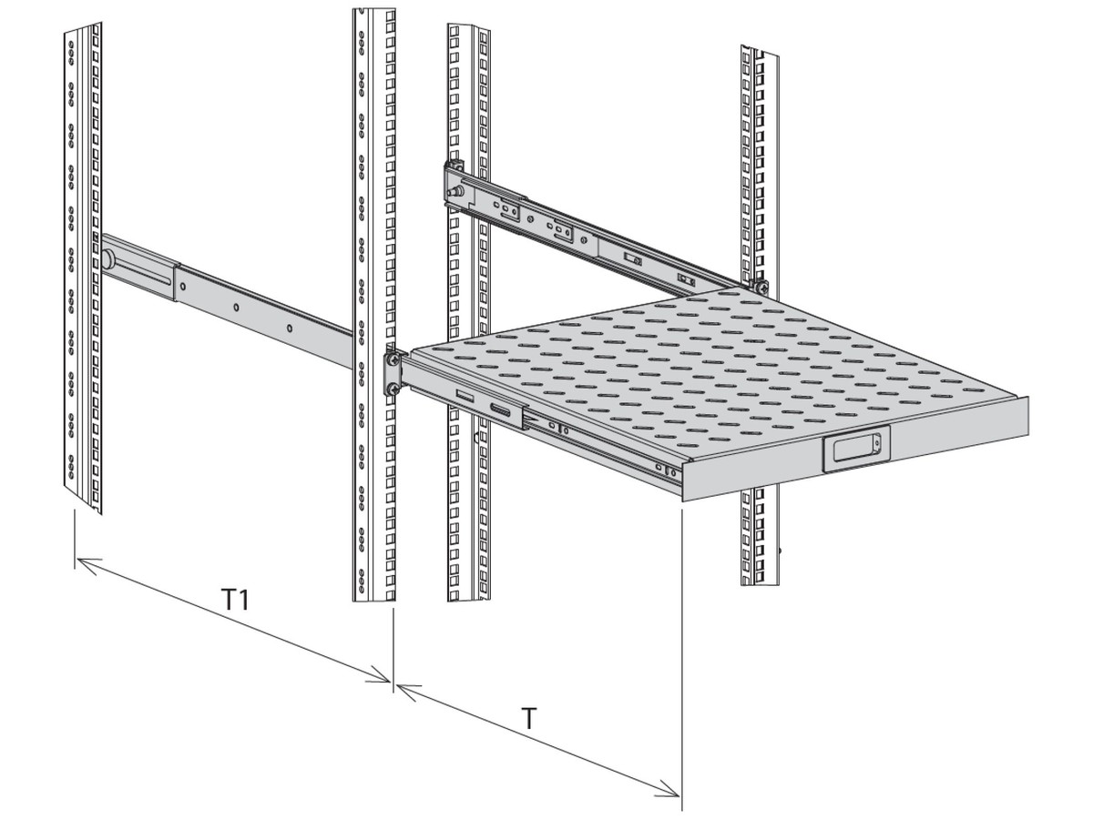 H-Rack Apparatetablar Vollauszug T1000 - für 19" vorne & hinten, Belastung 30kg