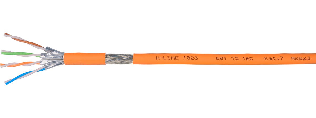 H-LINE 1023 câble data S/FTP 4x2x0.56 - FRNC/LSOH 1000MHz, Cat.7, orange, Cca