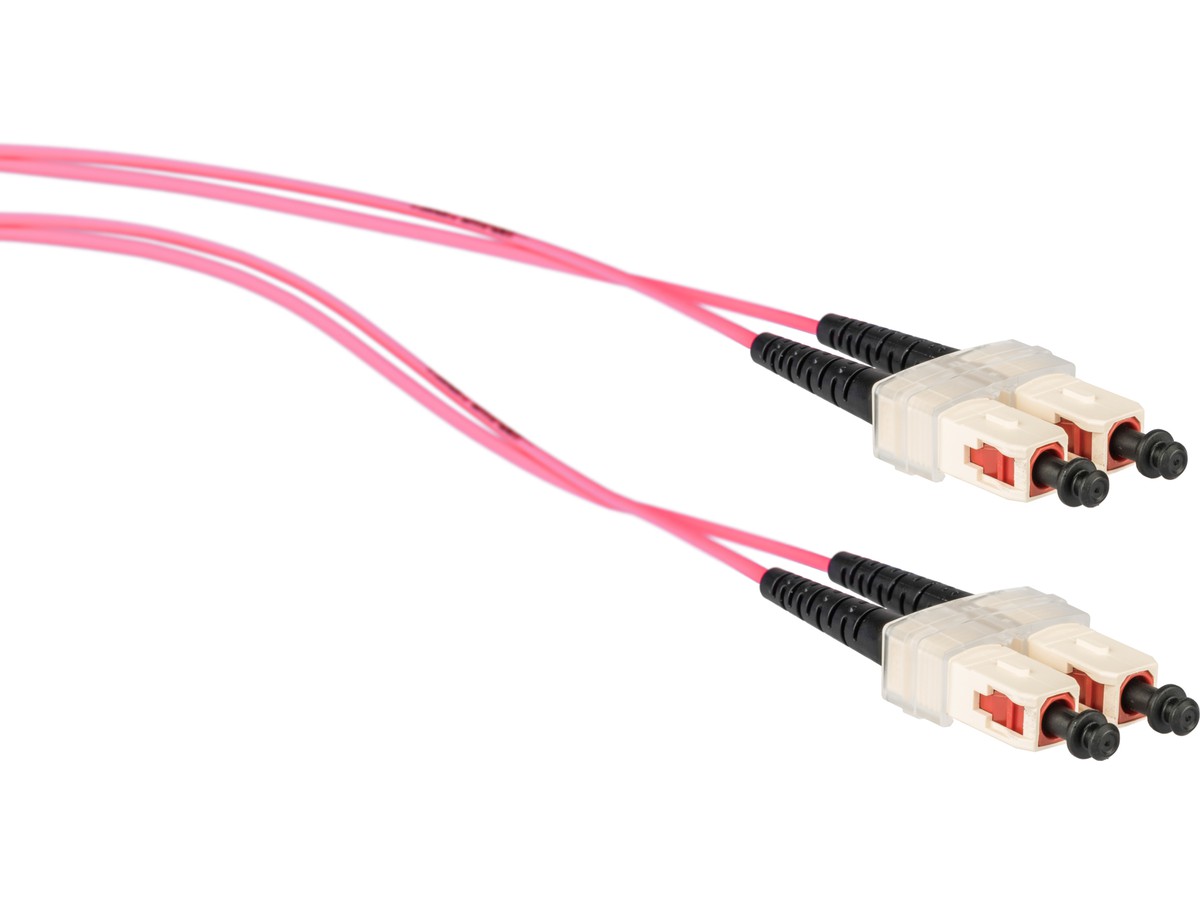 Cordon fibre optique, SCd - SCd - 50/125 OM4, dupl. violet, fig.8, L= 10m