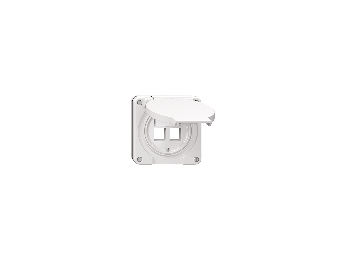 Feller Boîtier encastré IP55, 2 ports - blanc inclinés pour RJ45 (KS)